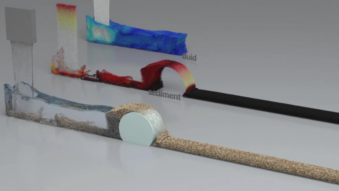 Animating Fluid Sediment Mixture in Particle-Laden Flows